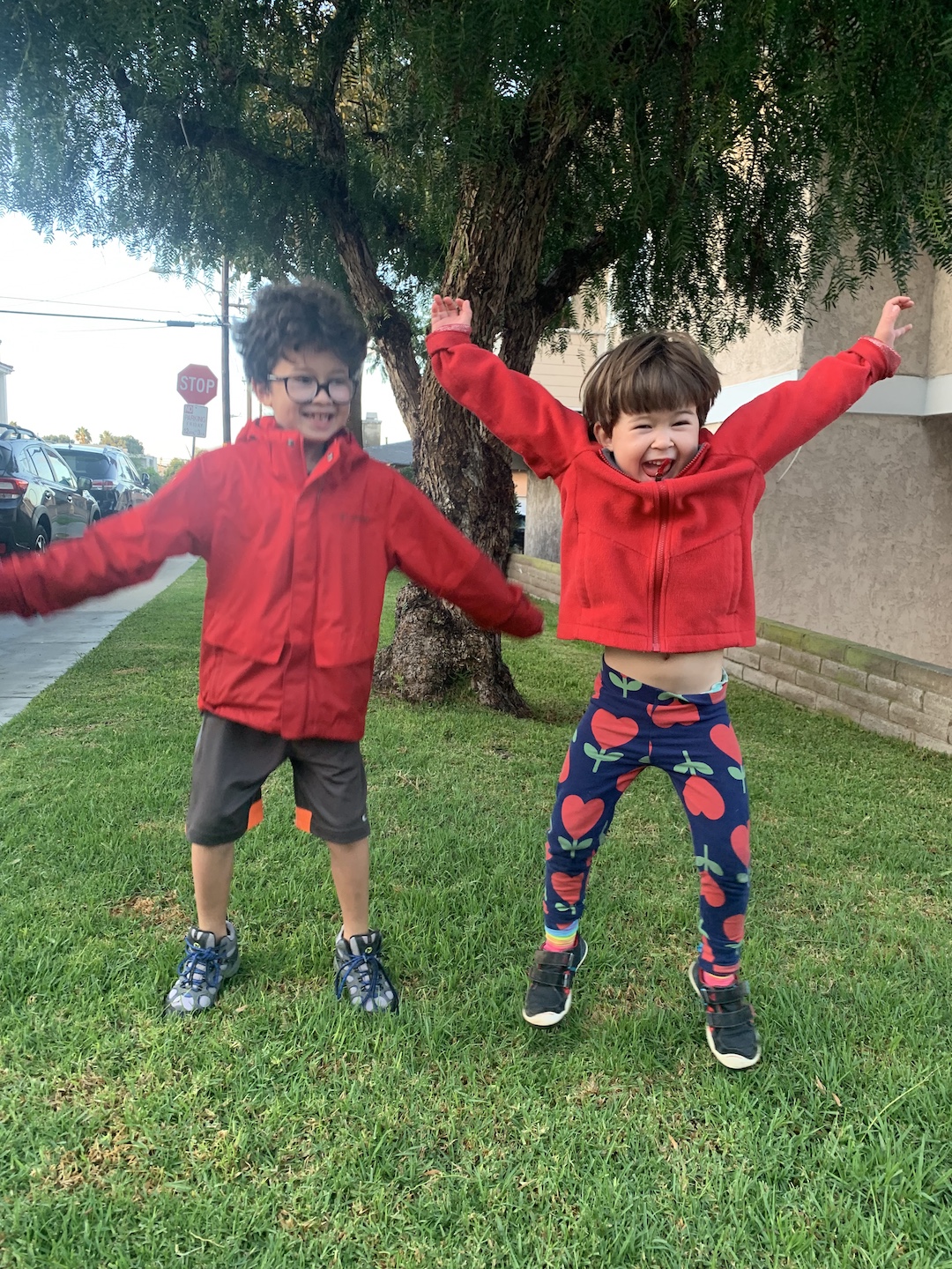 Compass’ Online Learning Program scholars jump in joy in their red outfits on red ribbon week. Emotional and mental health is important for all ages.